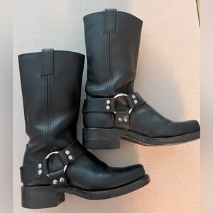 Frye Tall Leather Harness Biker Boots Size 6.5 M Very Good Pre-Owned Condition